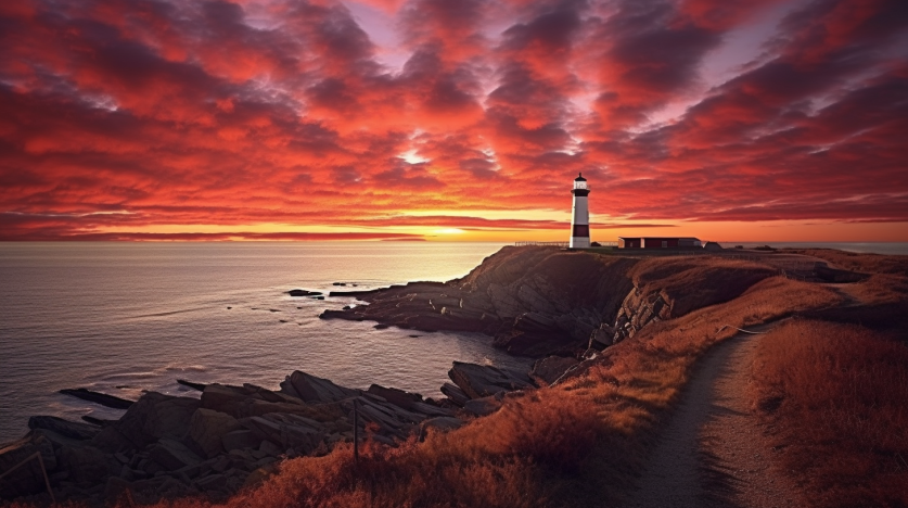 Long Island lighthouse sunset